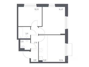 ЖК «Новое Внуково», планировка 2-комнатной квартиры, 51.26 м²