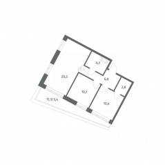 ЖК «NEWПИТЕР», планировка 2-комнатной квартиры, 58.28 м²