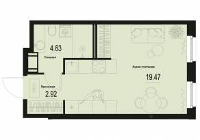 ЖК «ID Murino III», планировка студии, 27.02 м²