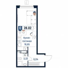ЖК «Максималист», планировка студии, 28.02 м²