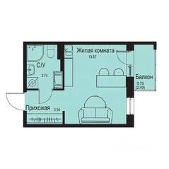 ЖК «ID Kudrovo II», планировка студии, 22.00 м²
