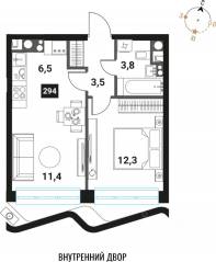 ЖК «Интеллигент», планировка студии, 27.30 м²