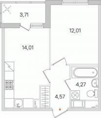 ЖК «Ясно. Янино», планировка 1-комнатной квартиры, 36.72 м²