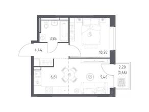 ЖК «Богдановский Лес», планировка 1-комнатной квартиры, 35.30 м²