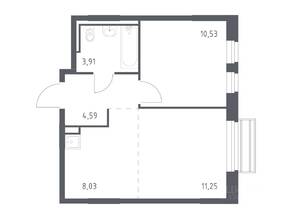 ЖК «Рублевский Квартал», планировка 1-комнатной квартиры, 37.70 м²