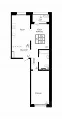 ЖК «Сибирь», планировка 2-комнатной квартиры, 63.80 м²