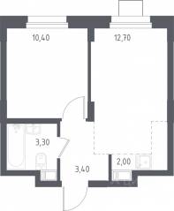 МФК «Люберцы 2023», планировка 1-комнатной квартиры, 32.20 м²