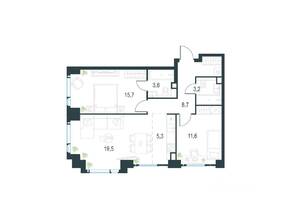 ЖК «Level Мичуринский», планировка 3-комнатной квартиры, 67.60 м²