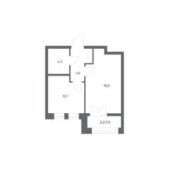 ЖК «NEWПИТЕР», планировка 1-комнатной квартиры, 36.49 м²