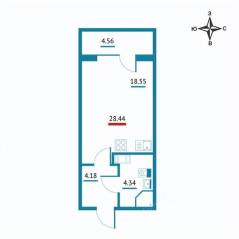 ЖК «Левитан», планировка студии, 28.44 м²