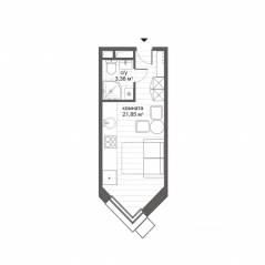 Апарт-комплекс «CitiMix Новокосино», планировка студии, 25.21 м²