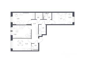 ЖК «Большое Путилково», планировка 3-комнатной квартиры, 78.15 м²