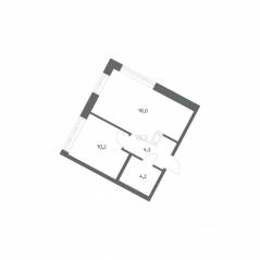 ЖК «NEWПИТЕР», планировка 1-комнатной квартиры, 36.76 м²