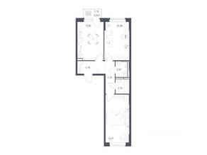 ЖК «Новое Видное», планировка 2-комнатной квартиры, 57.80 м²