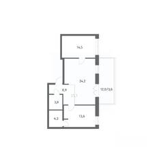 ЖК «NEWПИТЕР», планировка 2-комнатной квартиры, 71.13 м²