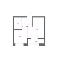ЖК «NEWПИТЕР», планировка 1-комнатной квартиры, 36.14 м²