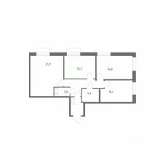 ЖК «Парусная 1», планировка 3-комнатной квартиры, 77.90 м²