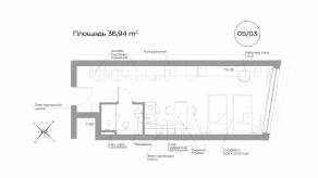 Апарт-комплекс «Well Московский», планировка 1-комнатной квартиры, 36.00 м²