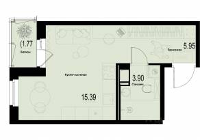ЖК «ID Murino III», планировка студии, 26.12 м²