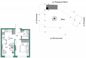 ЖК «Страна.Парковая», планировка 2-комнатной квартиры, 36.35 м²