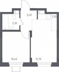 МФК «Люберцы 2023», планировка 1-комнатной квартиры, 32.40 м²