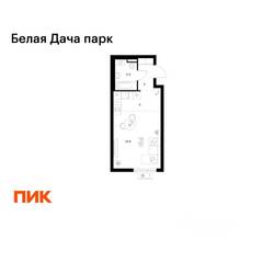 ЖК «Белая Дача парк», планировка студии, 29.50 м²