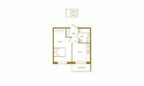 МЖК «Новая история», планировка 1-комнатной квартиры, 34.66 м²