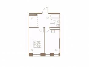 ЖК «Фабрикант», планировка 1-комнатной квартиры, 40.50 м²