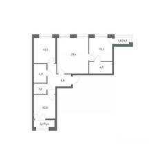 ЖК «NEWПИТЕР», планировка 3-комнатной квартиры, 74.41 м²