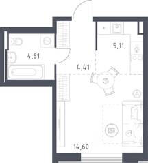 ЖК «Рублевский Квартал», планировка студии, 28.73 м²