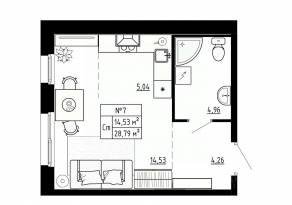 МЖК «Аннино Сити», планировка студии, 28.79 м²
