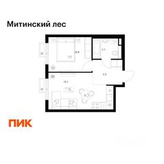 ЖК «Митинский лес», планировка 1-комнатной квартиры, 34.70 м²