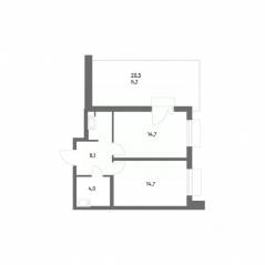 ЖК «Парусная 1», планировка 1-комнатной квартиры, 47.70 м²