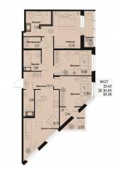 ЖК «ID Murino III», планировка 3-комнатной квартиры, 84.30 м²
