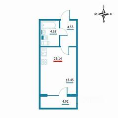 ЖК «Левитан», планировка студии, 29.14 м²