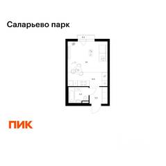ЖК «Саларьево парк», планировка студии, 27.60 м²