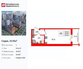 ЖК «Город звезд», планировка студии, 24.95 м²