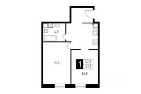 ЖК «Восточный», планировка 1-комнатной квартиры, 47.20 м²