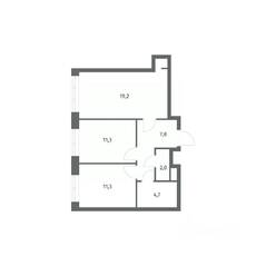 ЖК «NEWПИТЕР», планировка 2-комнатной квартиры, 56.25 м²
