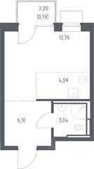 ЖК «Богдановский Лес», планировка студии, 26.71 м²