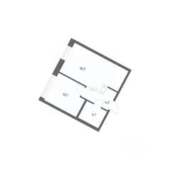 ЖК «NEWПИТЕР», планировка 1-комнатной квартиры, 36.62 м²