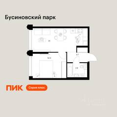 ЖК «Бусиновский парк», планировка 1-комнатной квартиры, 37.90 м²