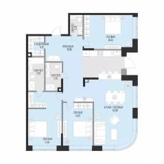 ЖК «Садовническая 69», планировка 3-комнатной квартиры, 143.14 м²