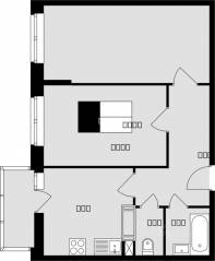 ЖК «Красная горка», планировка 2-комнатной квартиры, 52.10 м²