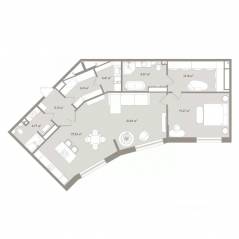 Апарт-комплекс «D'oro Mille», планировка 3-комнатной квартиры, 111.30 м²