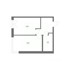 ЖК «NEWПИТЕР», планировка 1-комнатной квартиры, 43.80 м²