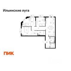 ЖК «Ильинские луга», планировка 3-комнатной квартиры, 85.40 м²