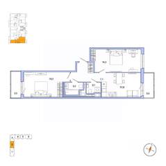 ЖК «OKLA», планировка 2-комнатной квартиры, 59.32 м²