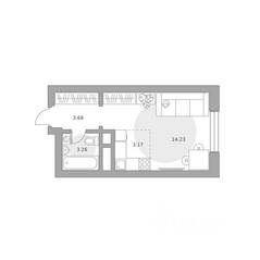 ЖК «Ильинойс», планировка студии, 24.35 м²