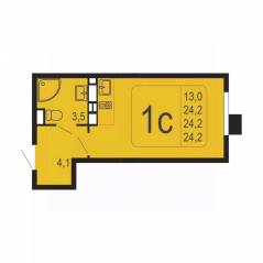 ЖК «Фрунзенский», планировка 1-комнатной квартиры, 24.20 м²